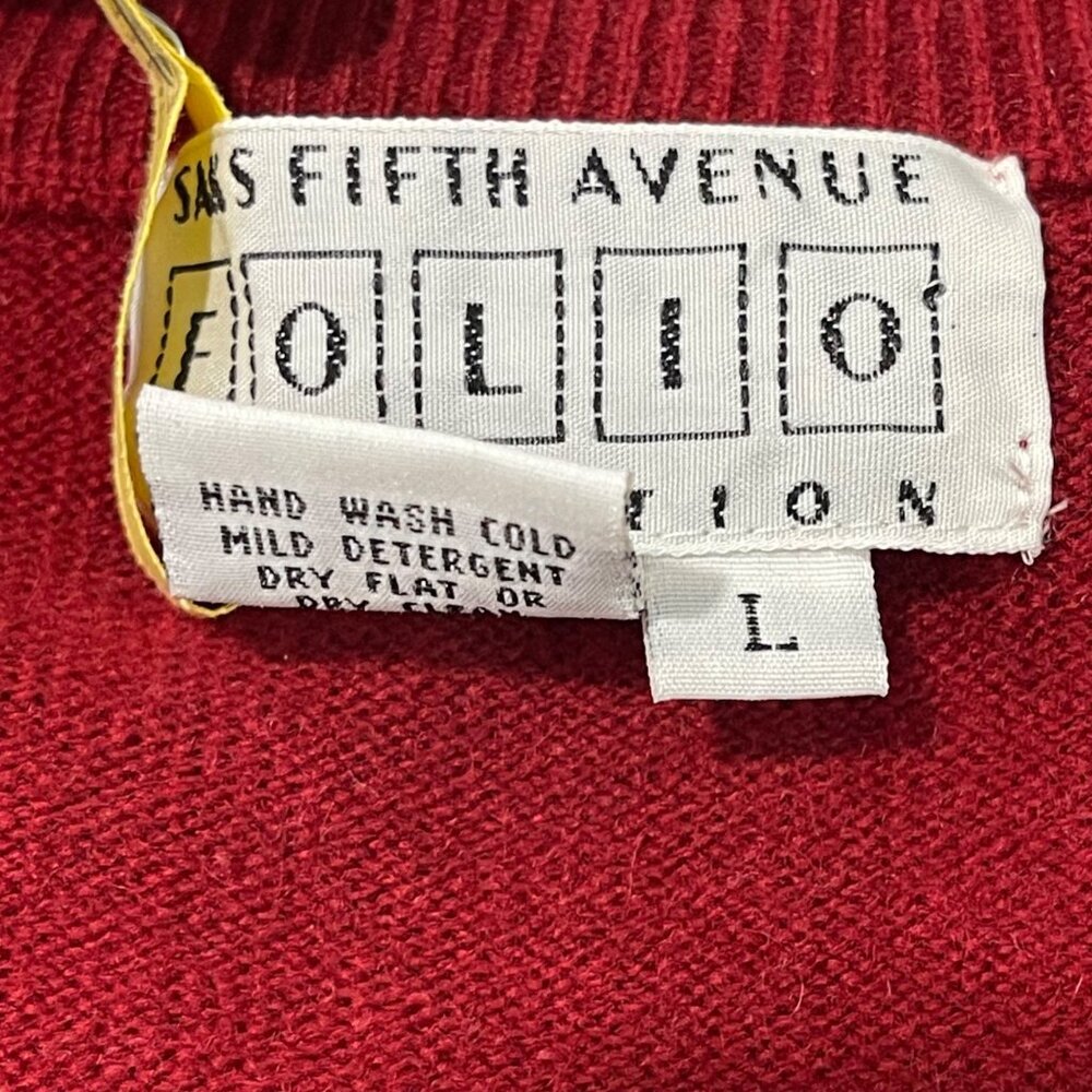 Vintage Saks Fifth Avenue Folio Cashmere Sweater Vest Mens Size Large Red V-Neck - Picture 5 of 10